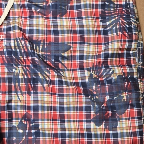 TOMMY HILFIGER Men's Plaid Floral Swim Trunks Multi Color Size Extra Large - Picture 5 of 9